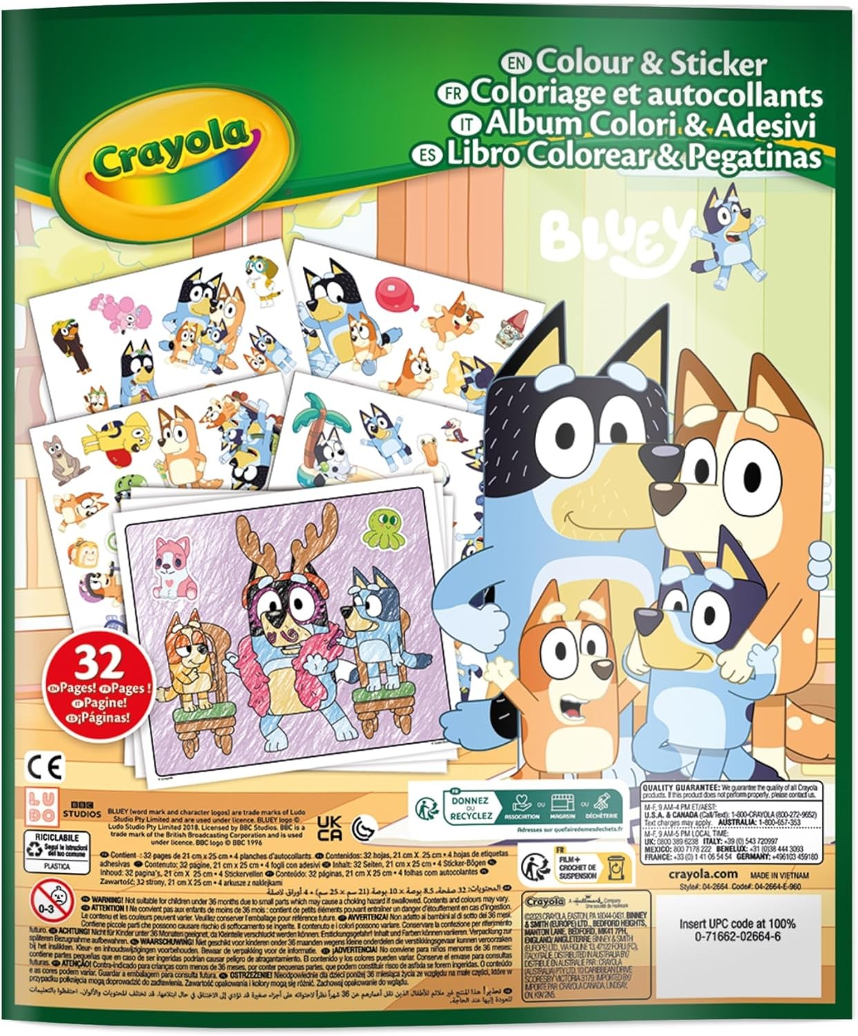LIBRO PARA COLOREAR + STICKERS BLUEY