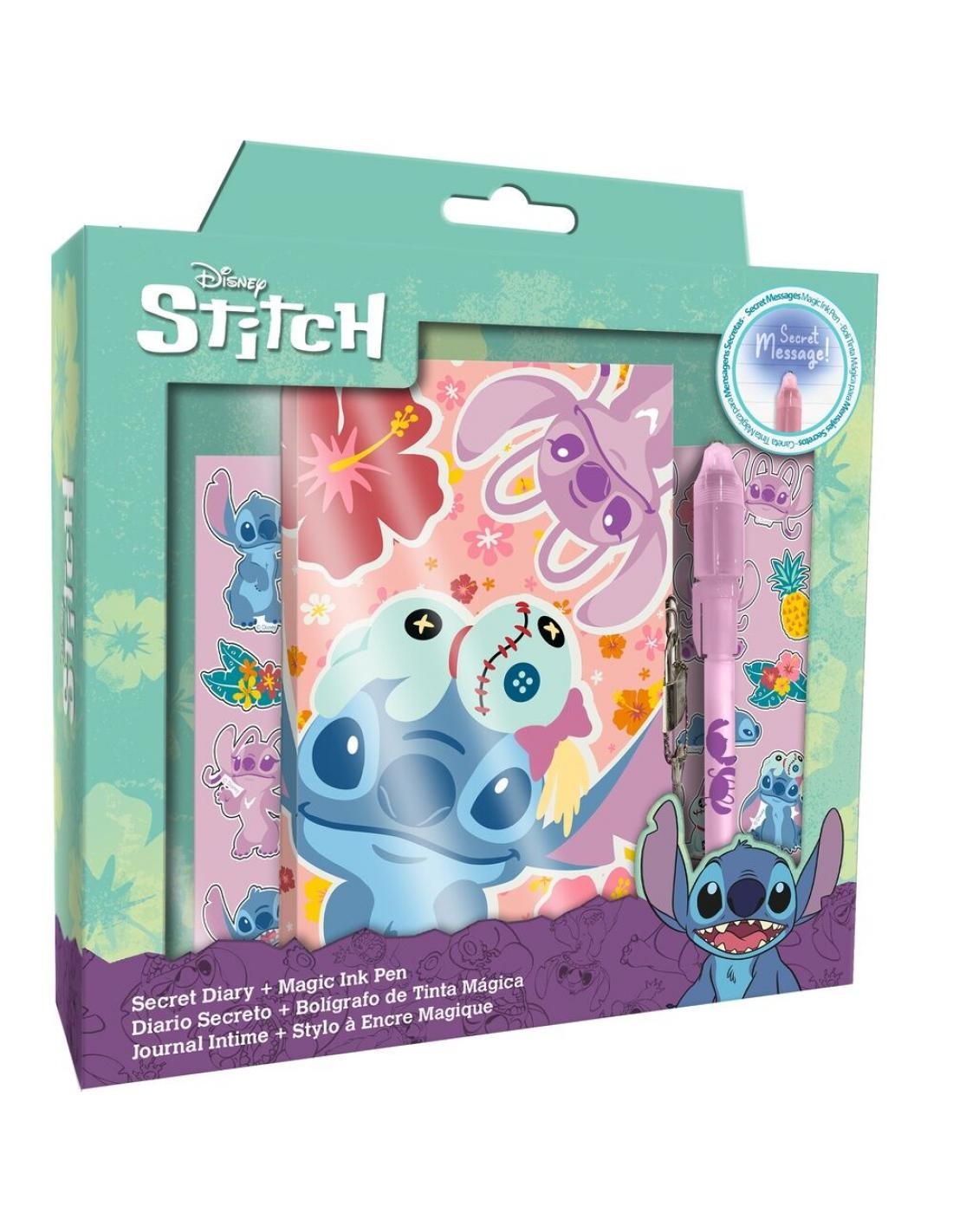 DIARIO SECRETO + BOLIGRAFO DE TINTA MAGICA DISNEY STITCH