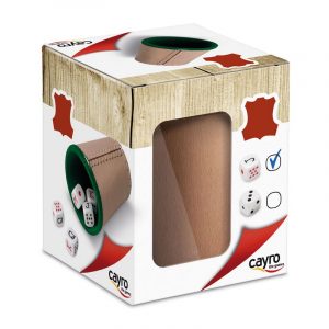 CUBILETE DE CUERO Y 5 DADOS DE POKER DE 16MM