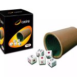 CUBILETE FORRADO Y 5 DADOS POKER 16 MM