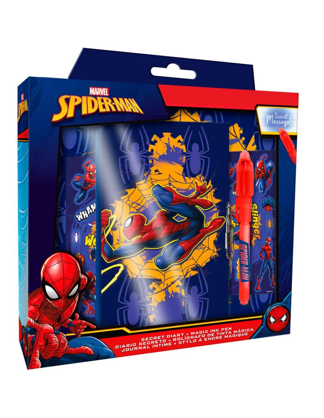 diario-con-boligrafo-magico-spiderman DIARIO SECRETO + BOLIGRAFO DE TINTA MAGICA SPIDERMAN - Imagen 1