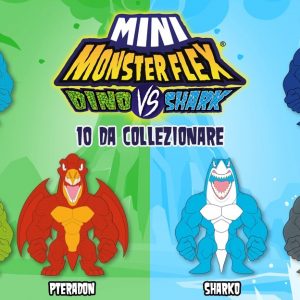 DISPLAY 10 BLISTER MINI MONSTERFLEX DINO VS SHARK