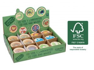 DISPLAY 6 YO-YO Y 12 LABERINTOS MADERA FSC 100%