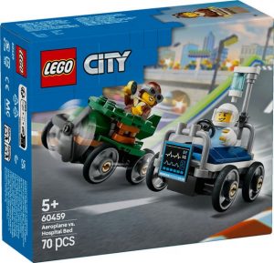 (REACONDICIONADO) LEGO CITY - PACK DE COCHES DE CARRERAS: AVION vs CAMA DE HOSPITAL