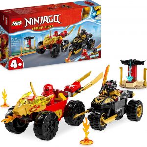 LEGO NINJAGO BATALLA EN COCHE Y MOTO DE KAI Y RAS