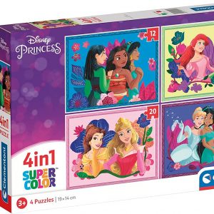 PUZZLE 4 EN 1 PRINCESAS DISNEY