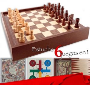 6 JUEGOS EN 1: PARCHIS, OCA, AJEDREZ, ESCALERA, DAMAS y BACKGAMON