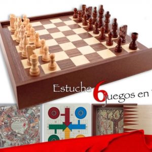 6 JUEGOS EN 1: PARCHIS, OCA, AJEDREZ, ESCALERA, DAMAS y BACKGAMON