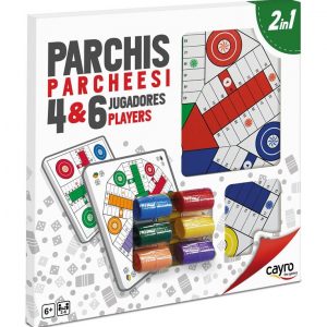 TABLERO PARCHIS MADERA 4-6 JUGADORES CON ACCESORIOS 40x40 CM