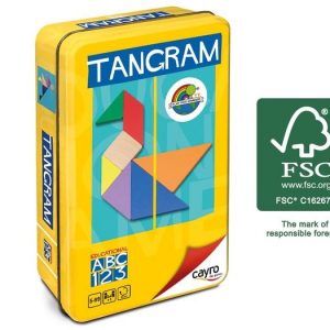 TANGRAM (MADERA FSC) DE COLORES EN CAJA DE METAL